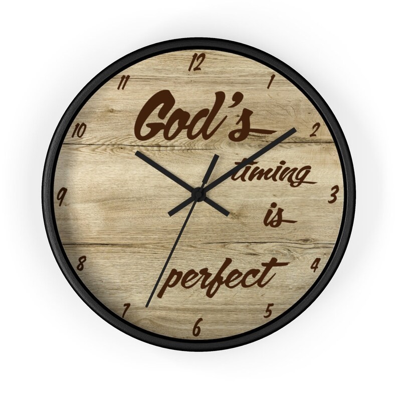 Wall Clock God's timing is Perfect Wooden Background Etsy