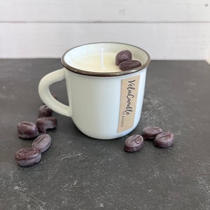 Coffee candle| mini coffee mug soy wax| coffee decor| espresso mug|strong scent| neutral colors| housewarming gift| buy bulk| wholesale