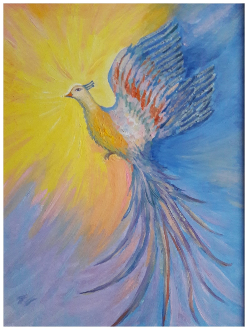 Digital print oil painting Phoenix Bird Etsy