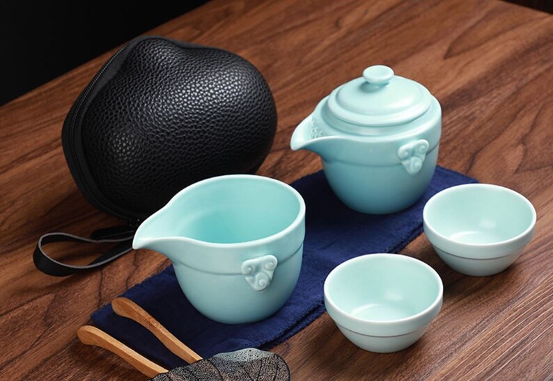 Ceremic Travel Chinese Tea Pot Infuser Set With Portable Bag Etsy UK