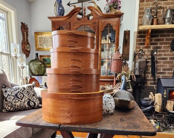 Stack of 4 Bentwood Shaker Pantry Boxes Finger Lap Copper Construction