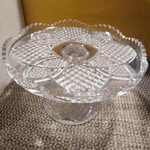 Cut Glass Cake Plate on Stand Vintage