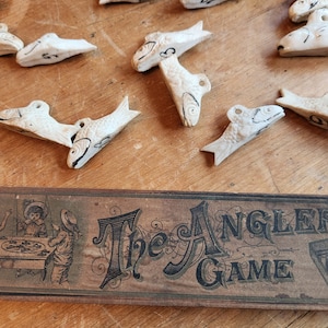The Angler Game Vintage In Slide Box Primitive Antique