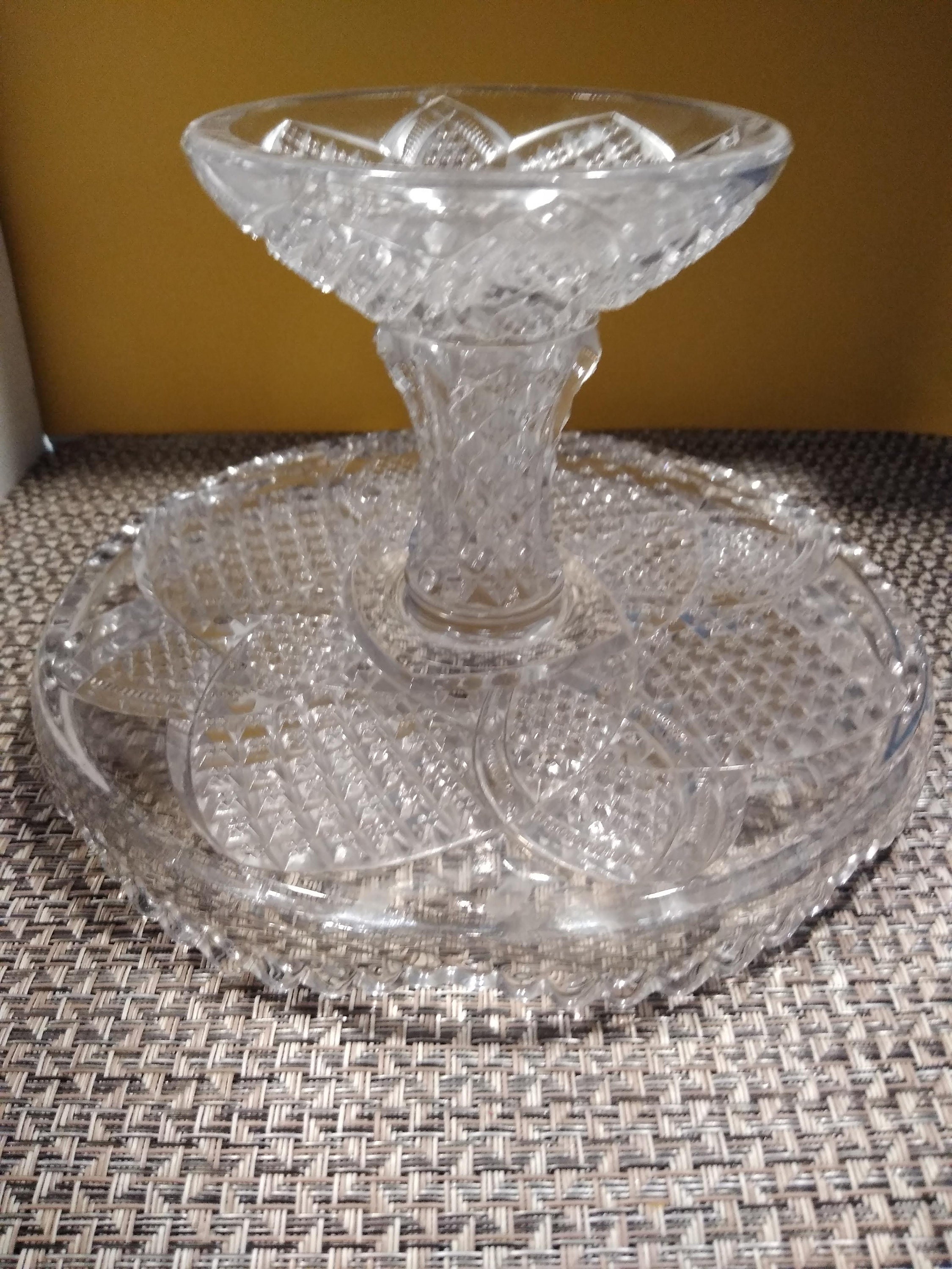 Cut Glass Cake Plate on Stand Vintage Etsy