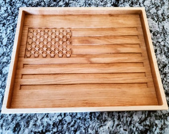 American Flag Tray - Catchall Tray - Solid Hardwood Food Safe Catchall Tray - Valet Tray