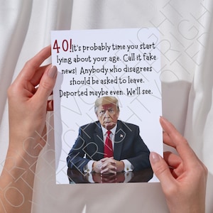 Biglietto di auguri stampabile per il 40° compleanno di Trump, divertente biglietto di auguri politico digitale da scaricare per sostenitori di Trump, rendi i compleanni di nuovo grandiosi meme PDF