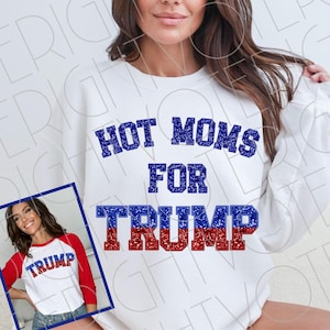 Trump Varsity nep glitter appliqué png, nep geborduurde glitter pailletten hete moeders voor Trump 2024 Republikeinse trotse conservatieve moeder png