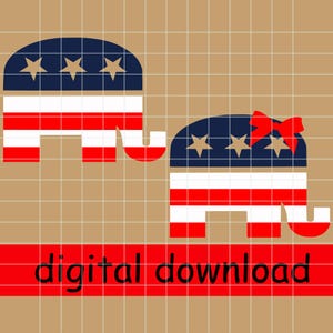 Leuke Republikeinse SVG PNG-bundel, rechts verhoogd trotse conservatieve republikeinse olifant sublimatie, politieke digitale download voor GOP-patriots