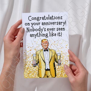 Afdrukbare Trump-jubileumkaart voor stel, grappige politieke digitale downloadwenskaart voor Trump-supporters, jubileumkaart pdf