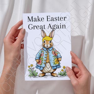 Druckbare Trump Osterkarte für Sie, politischen digitalen Download süße Trump Bunny Grußkarte machen Ostern wieder großartig, christliche Anhänger