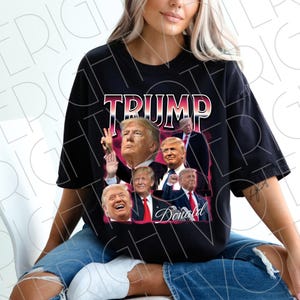 Trump Bootleg Shirt PNG, Retro 90er Jahre Trump Black Band T-Shirt Png für Vaterländische Amerikaner, Trump Bootleg Rap T-Shirt Sublimation Digitaler Download
