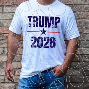 Trump 2028 PNG, Distressed Trump Minimalist Instant Download, Funny Trump 4th of July Digital Download, Distressed Patriotic Trump Clipart image 2