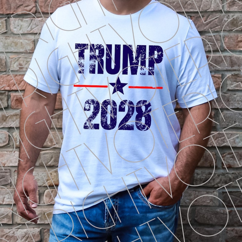 Trump 2028 PNG, Distressed Trump Minimalist Instant Download, Funny Trump 4th of July Digital Download, Distressed Patriotic Trump Clipart image 2