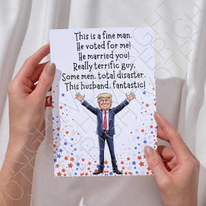 Tarjeta de aniversario de Trump imprimible para él, divertida tarjeta de felicitación política digital descargable para partidario de Trump, tarjeta de aniversario para esposo en formato PDF
