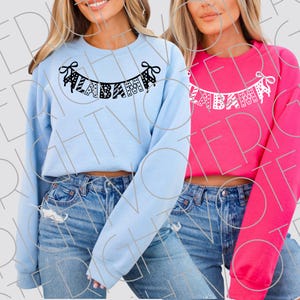 Alabama Garland SVG PNG - State Bunting Letters with Bows - Southern BC Preppy PNG pour Cricut & Sublimation