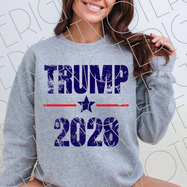 Trump 2028 PNG, Distressed Trump Minimalist Instant Download, Funny Trump 4th of July Digital Download, Distressed Patriotic Trump Clipart image 1