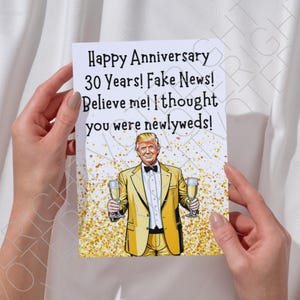 Cartão de aniversário de 30 anos de Trump para impressão para casal, cartão de felicitações político digital engraçado para apoiadores de Trump, cartão de aniversário em PDF