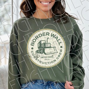 Beveilig de grensmuur constructie crew shirt design, Trump 2024 digitale download clipart, verdrietig patriottisch Trump Supporter shirt png