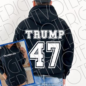 Trump 47 SVG PNG, witte Varsity Trump PNG SVG, digitale download voor America First Trump 2024 Supporter Take America Back Svg-bundel