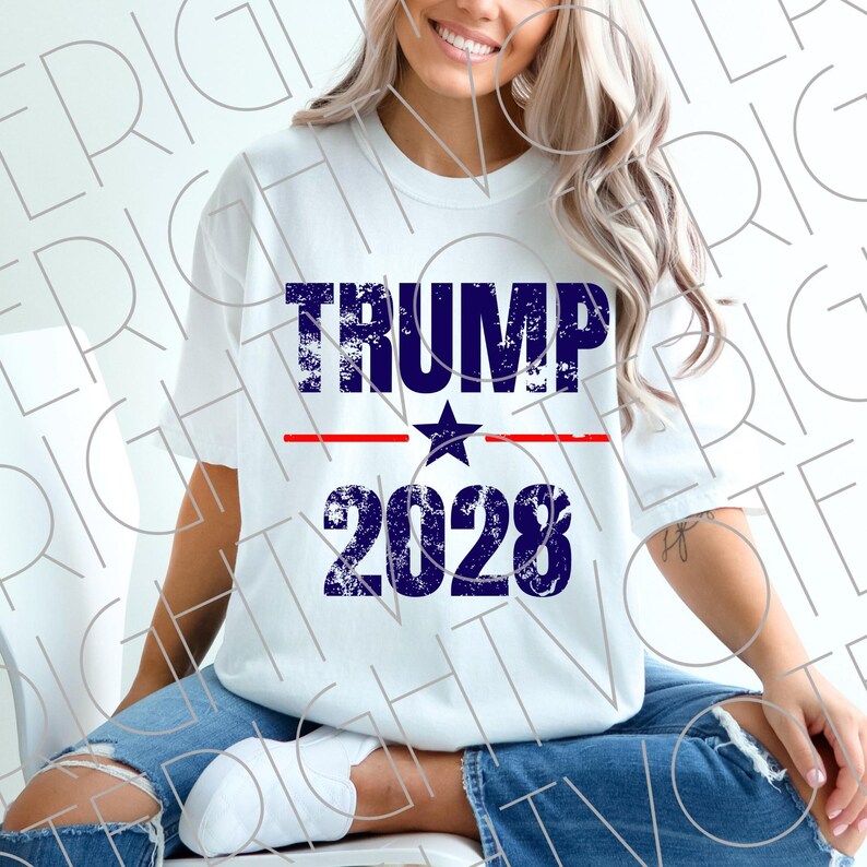 Trump 2028 PNG, Distressed Trump Minimalist Instant Download, Funny Trump 4th of July Digital Download, Distressed Patriotic Trump Clipart image 5