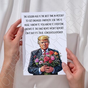 Druckbare Trump Verlobungskarte für Paare, Lustige Lustige Politische Digitaler Download Grußkarte für Trump Anhänger, Lustige Verlobungskarte PDF