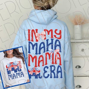 Girly Maha PNG-bundel, Coquette Bow In My MAHA Mama Era png, voor- en achterkant digitale download voor patriottische Trump-supporter