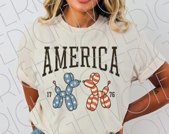 Balloon Dog America Est. 1776 Digital Download, Boho Vintage Instant Download, Independence Day Patriotic shirt Design