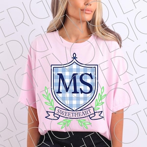 MS Sweetheart Crest PNG – téléchargement numérique BCBG State Pride – Clipart monogramme coquette Vichy pour créations manuelles et sublimation, Mississippi PNG