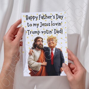 Druckbare Trump Vatertagskarte für ihn, niedliche Trump Christian Dads Digital Download Grußkarte für Trump Anhänger, Jesus PDF für Papa