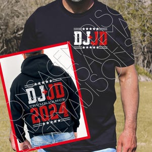 Trump Vance 2024 png-bundel, Varsity Trump Vance '24, DJ Trump JD Vance Vice President digitale download, patriottische Trump-shirt voorkant achterkant