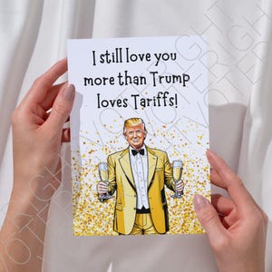 Tarjeta imprimible de aniversario de Trump para tu cónyuge. Divertida tarjeta de felicitación política digital descargable para seguidores de Trump. De parte de tu esposo o esposa.
