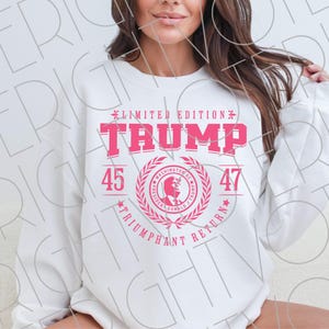Pink Trump PNG, Preppy Trump 45 47 Varsity Proud Conservative Png, Cyfrowe pobieranie dla Patriotycznej Ameryki Pierwszego zwolennika Trumpa 2024