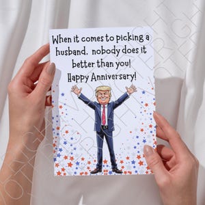 Tarjeta imprimible de aniversario de Trump para esposa, divertida tarjeta de felicitación política digital descargable para simpatizante de Trump, tarjeta de aniversario de esposa en PDF