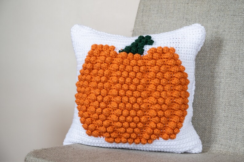 CROCHET PATTERN Pumpkin Bobble Pillow Cover / Crochet Etsy