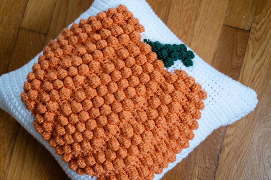 CROCHET PATTERN Pumpkin Bobble Pillow Cover / Crochet Etsy