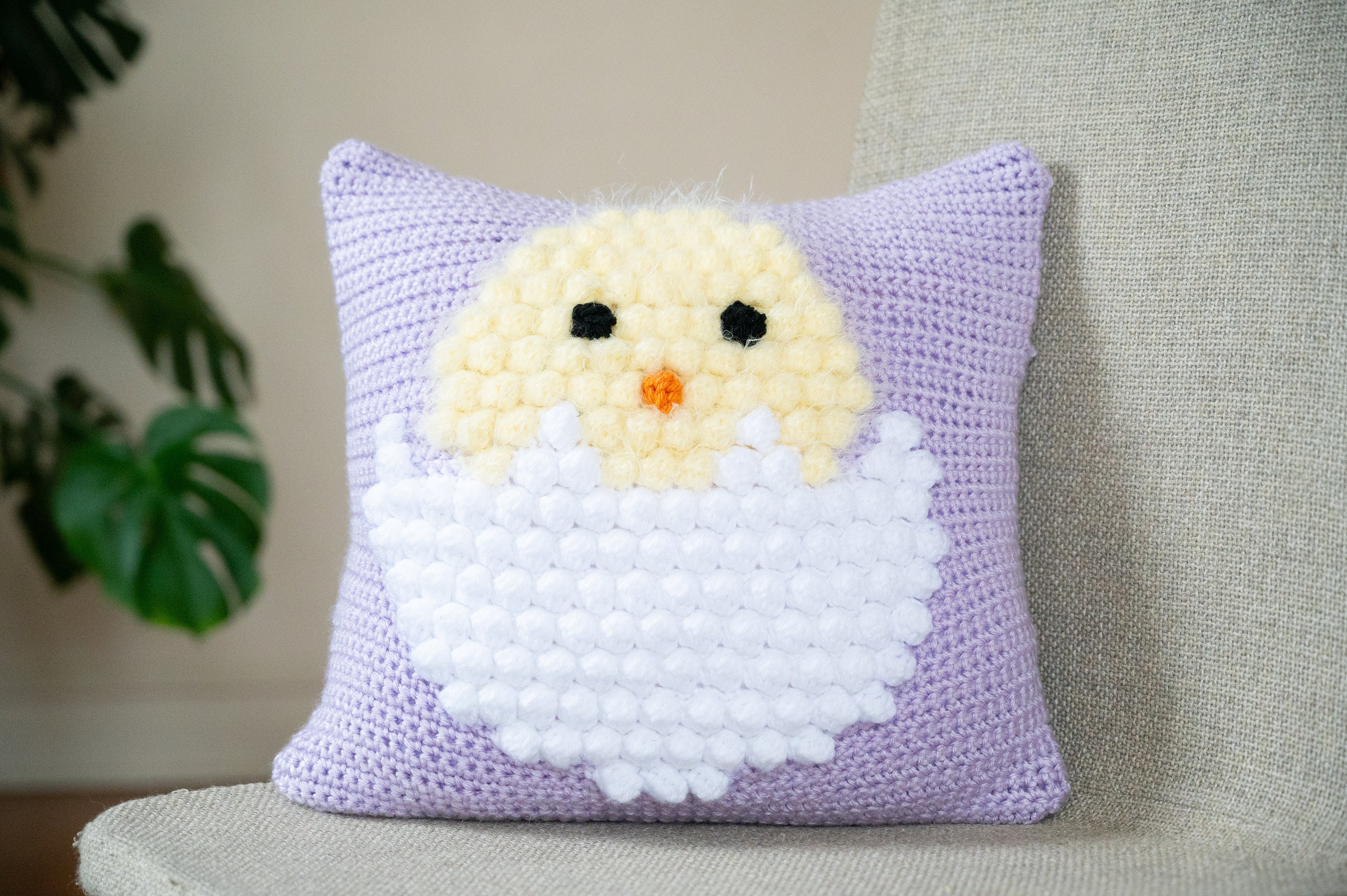 CROCHET PATTERN Easter Chick Bobble Pillow Cover / Crochet Etsy