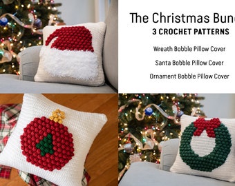 CROCHET PATTERNS: Christmas Bundle / Crochet Christmas Pillow Patterns / Crochet Pillow / Crochet Christmas / Santa Pattern / Ornament