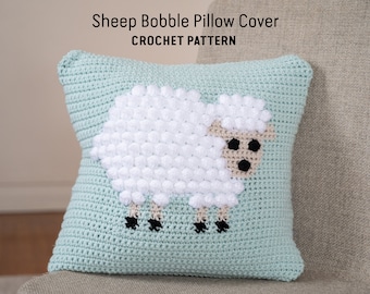 GEHAAKT PATROON: kussensloop schaap bobbel / kussen lam / kussen schapen / gehaakt paaspatroon / lente gehaakt / babycadeau gehaakt / boerderij
