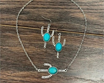 Cactus necklace & earring duo