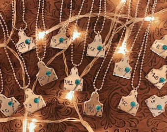 Collar personalizado con placa de identificación de vaca y inicial. LEA LA DESCRIPCIÓN.
