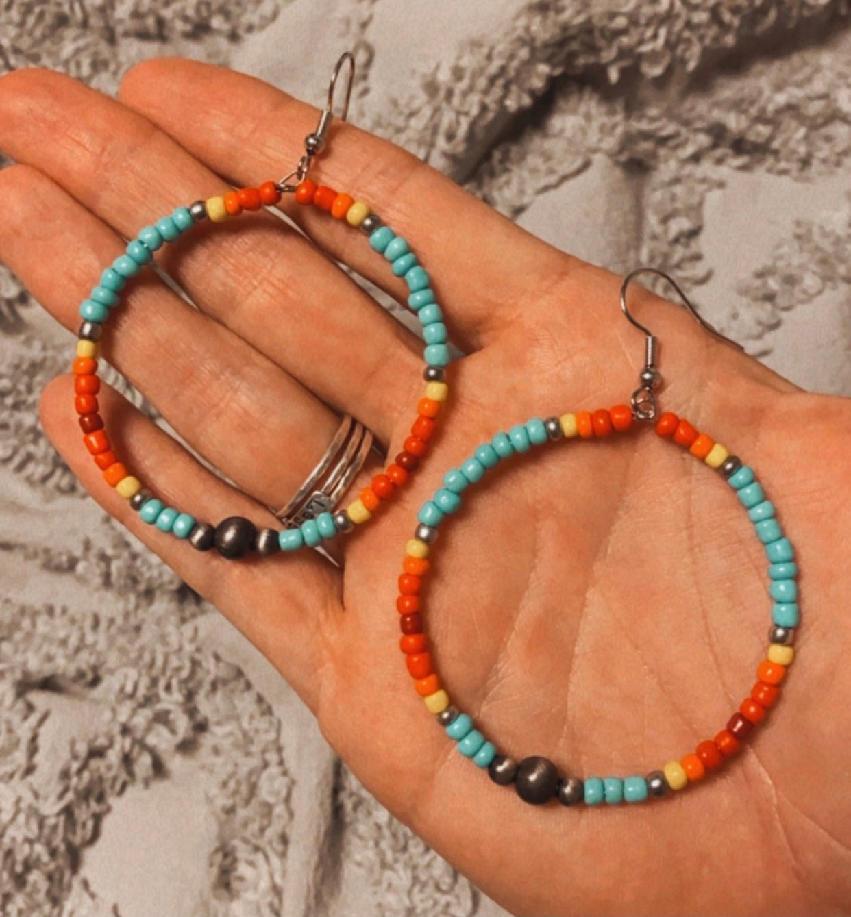 Seed Bead Hoop Dangle Earrings Etsy