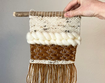 Ochre Mini Weaving | Small Hand Woven Wall Hanging | Handwoven art | Tapestry | Handmade Weaving | Boho Decor