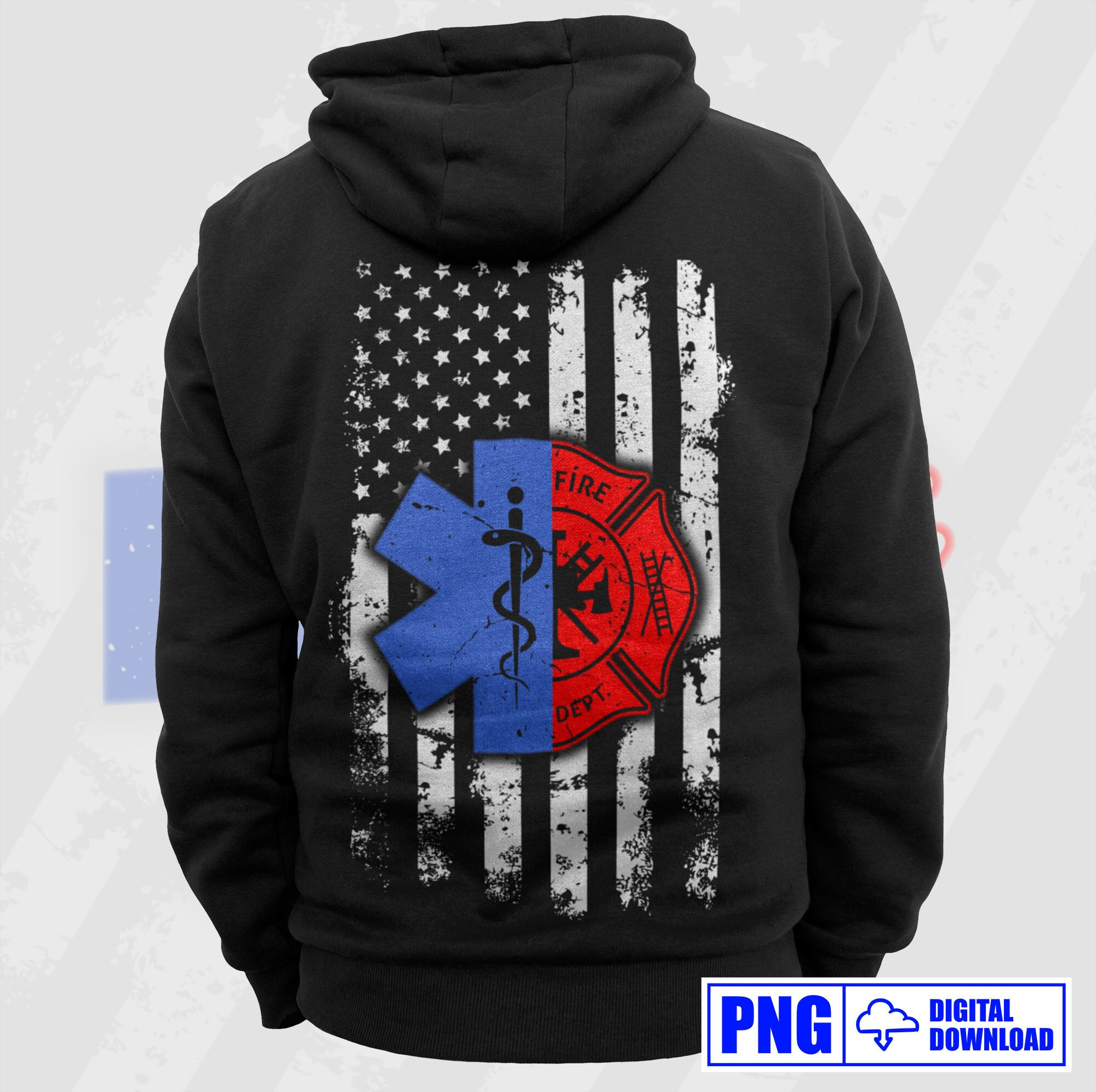 EMT Firefighter USA Flag Png, First Responder Gift, EMT Star of Life, Firefighter Shirts, 4th of July American Patriot Gift T shirts Design