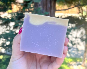 Lavender Lemon Soap Bar, Handmade Handcrafted Artisan All Natural Vegan, Moisturizing, Summer, Gift, Gifting, Spa, Party Favor, For Her