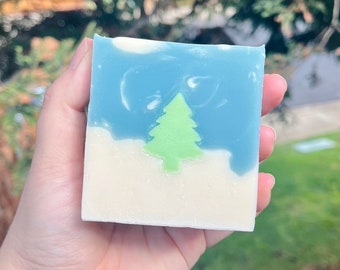 Christmas Tree Soap Bar, Handmade, Handcrafted, Natural, Vegan, Christmas, Gift, Winter, Holiday Party Favor, Gift Idea, Gifts for Her, Pine