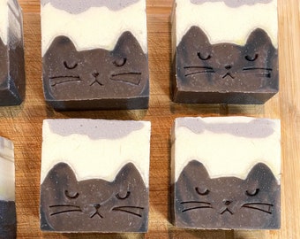 Custom Kitty Cat Loaf 10 Bars, Handmade Artisan All Natural Vegan Soap Bars, Moisturizing, Choice of Scent, Shower Wedding Bday Favors, Gift