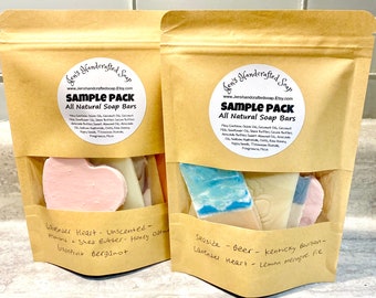 Variety Sample Soap Pack, Mystery Gift Set, 5 Sample Pack, Handmade Artisan All Natural Bar, Plant Based, Sampler, Soap Ends, Soap Pieces