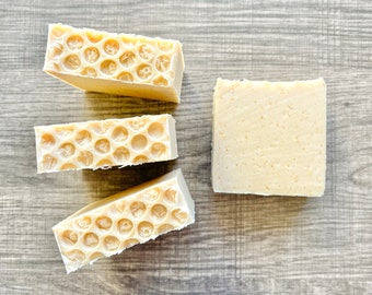 Honey Oatmeal Handmade Artisan All Natural Soap Bars, Creamy, Moisturizing, w/ Coconut Milk, Raw Honey, Oats, Stocking Stuffer, Spa Gift