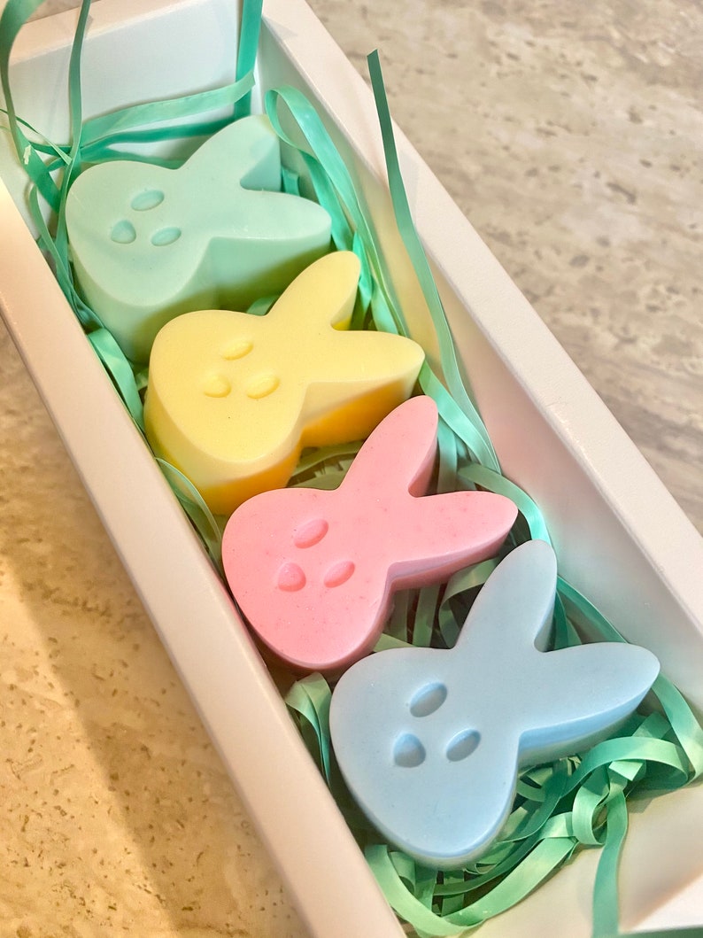 Easter Bunny Peeps Soap Bar Gift Set, Handmade Natural Glycerin Artisan Soap, Spring, Bath Beauty, Gift, Basket, Easter Basket idea image 3