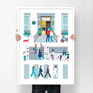 Beatles Abbey Road Home Decor in A2, Iconic London Sites Poster, Best Friend Gift, Boyfriend Gift, Housewarming Gift, Music Lovers Present image 1